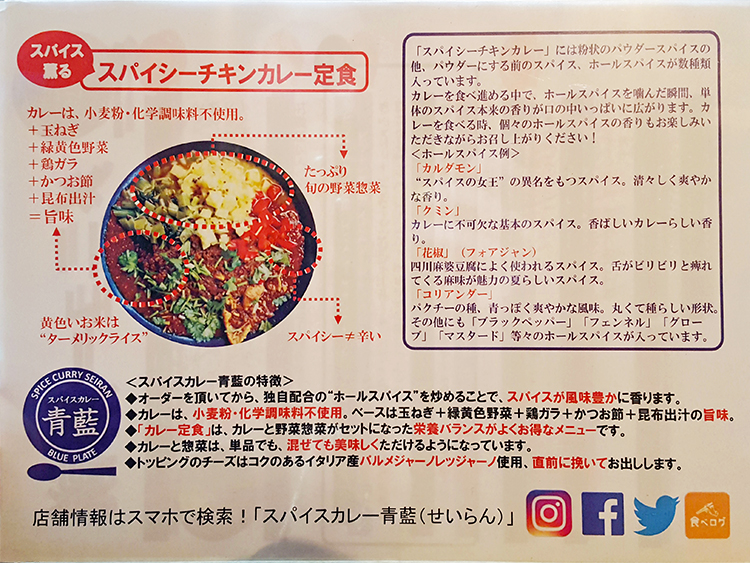 スパイスカレー青藍 高円寺のスパイスについて