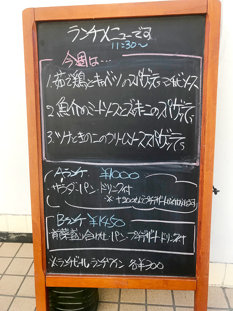 トラットリアトゥッティの店頭看板
