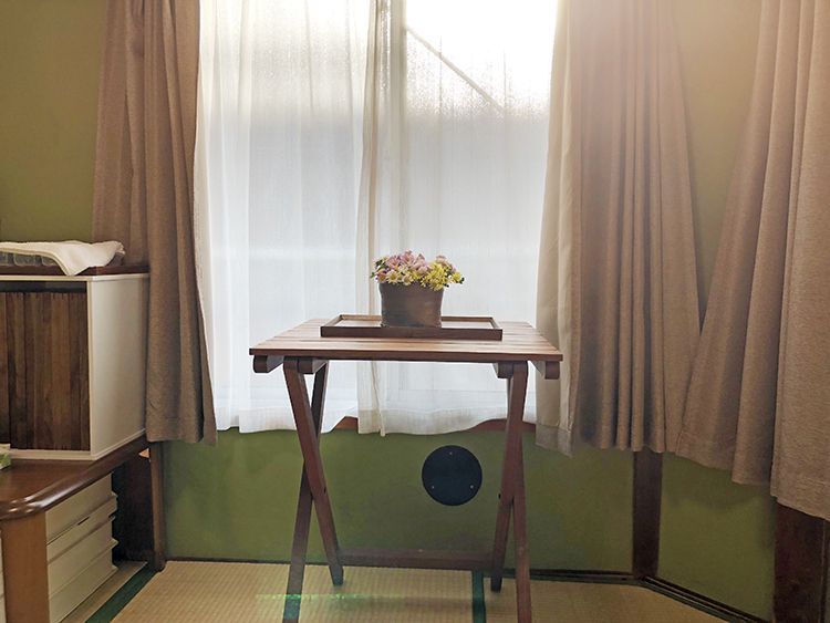 こな鷹の窓際の鉢植え