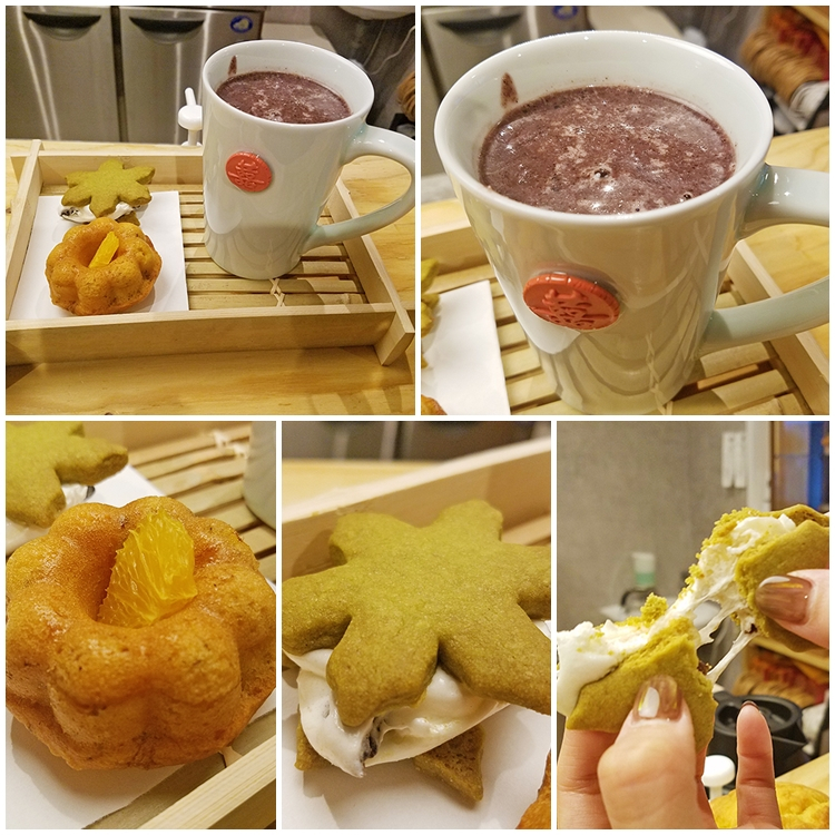 金木犀茶店のオレンジケーキとクッキーサンドと穀米HOTスムージーのセット