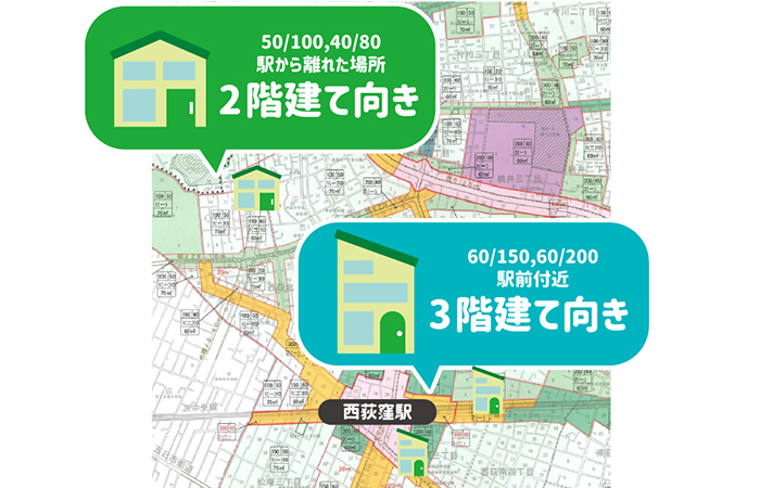 2階建てエリア、3階建てエリア