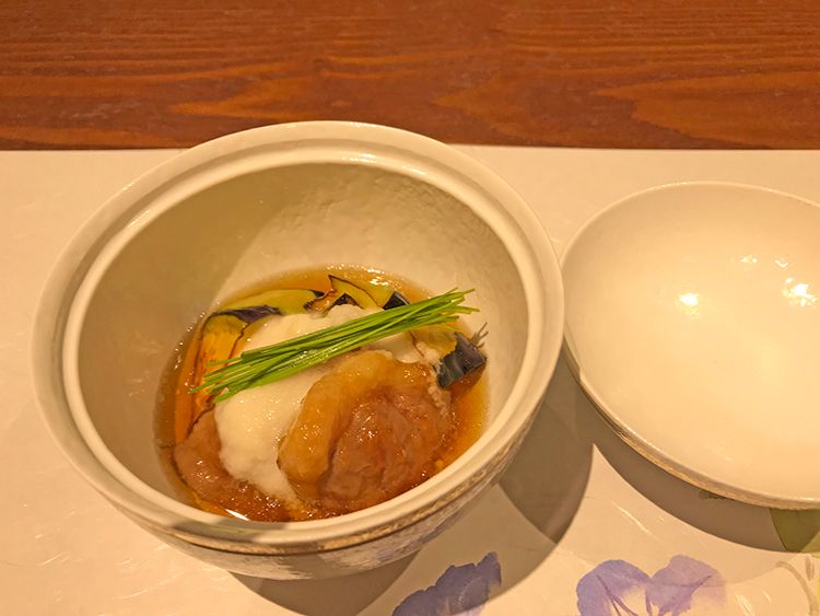 KISSHO KICHIJOJIの丸丸茄子と夏鴨治部煮