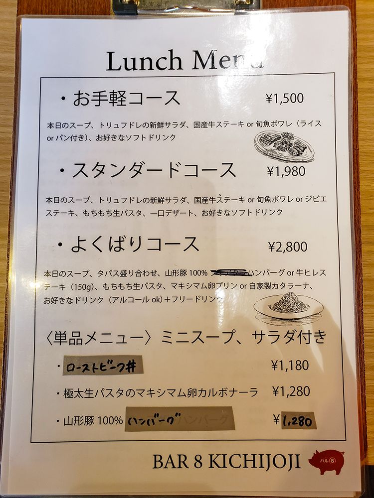 ワイン食堂 バル8 吉祥寺店のメニュー