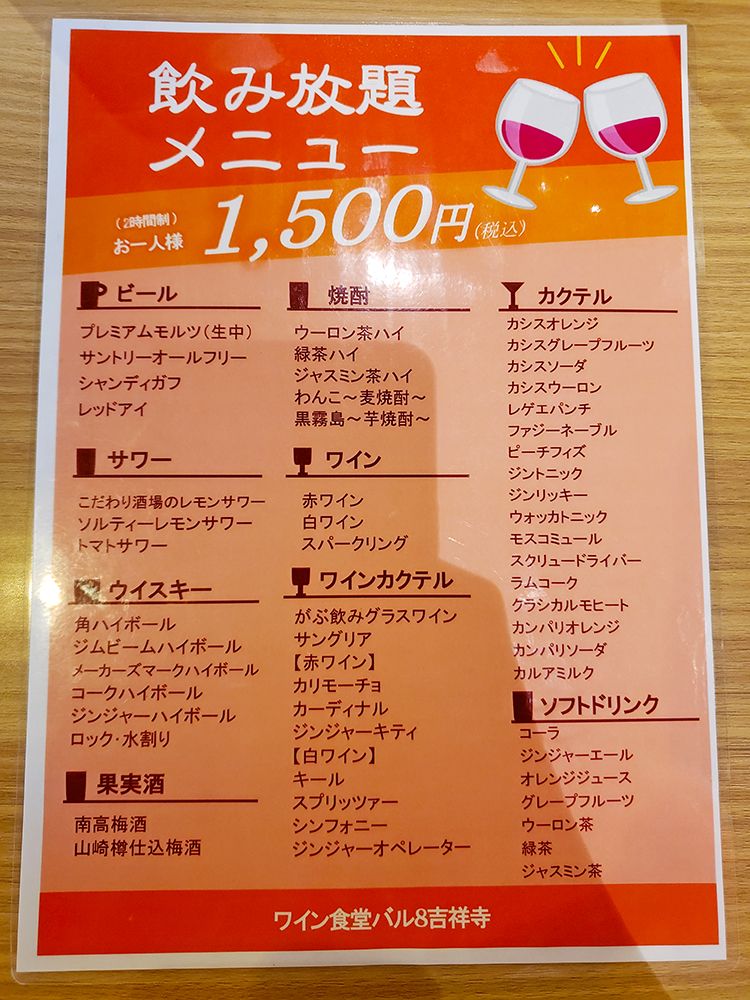 ワイン食堂 バル8 吉祥寺店のメニュー
