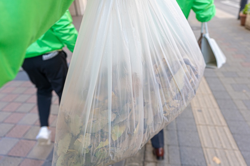 公園通り掃除のゴミ