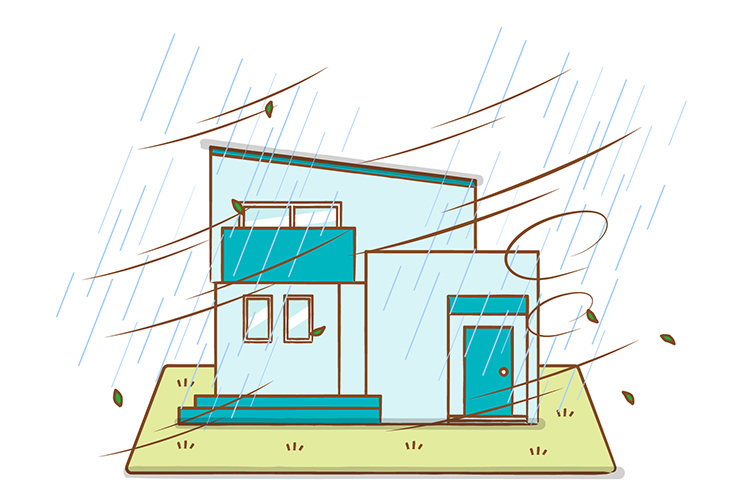 建売住宅に雨や風がかかる