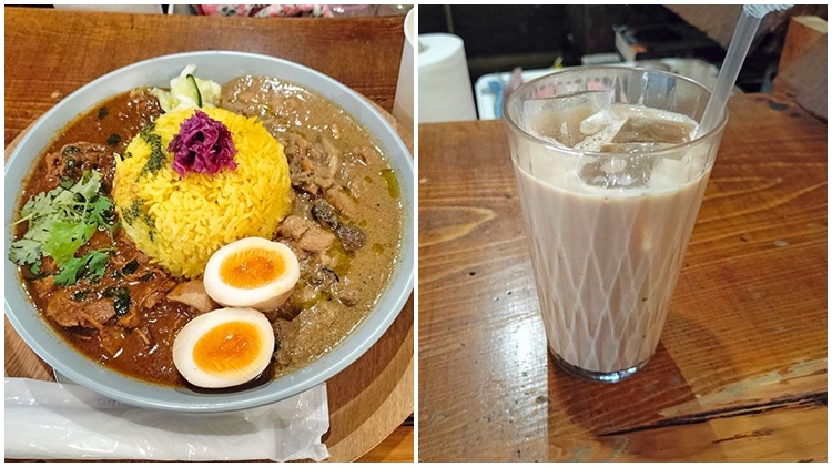 イマサラガラムマサラの本日の二種盛りカレーと自家製黒糖イマサラスパイスチャイ