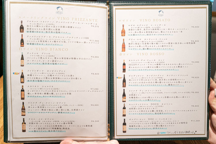 「CETARA di Daisuke」のメニュー