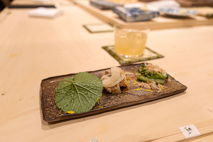 「鮨ひろうみ」の前菜の3点盛り