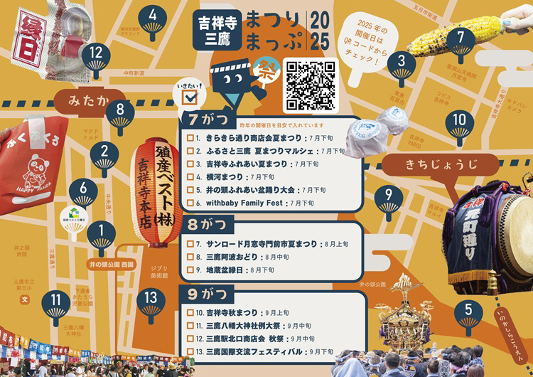 吉祥寺・三鷹のおすすめ夏～秋まつりマップ2025