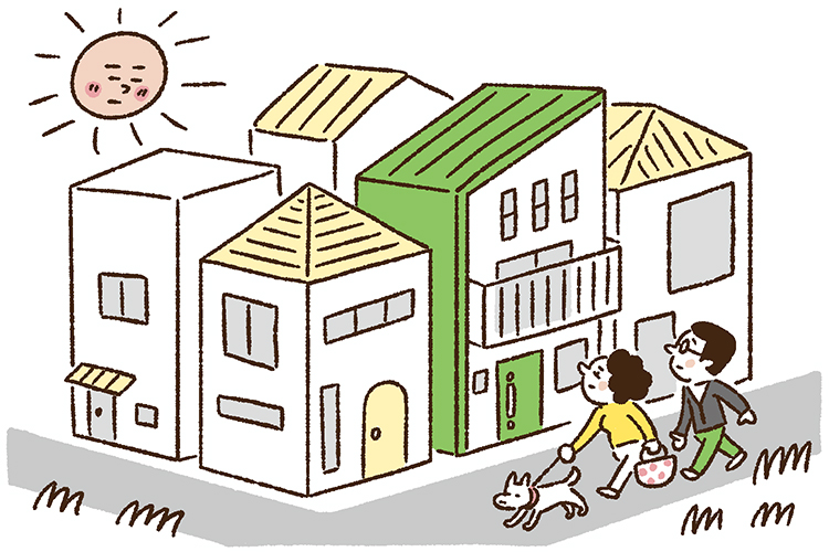 周辺建物と密集している狭小住宅
