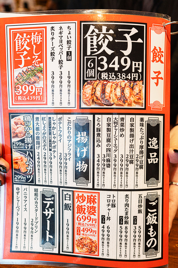 「麺屋 ほっちゃん」のメニュー