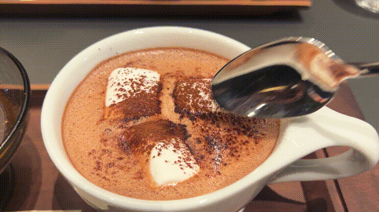 「nido 井の頭公園店」ヘーゼルナッツマシュマロココアGIF