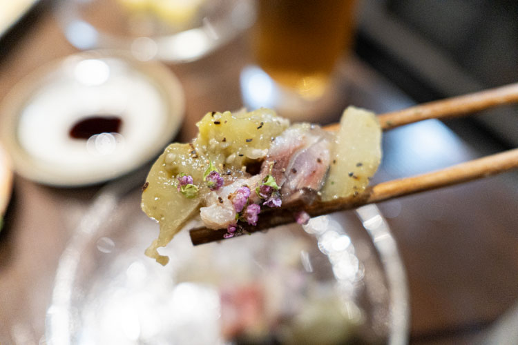 「大衆酒場だんだん。」の秋刀魚と茄子のテリーヌ