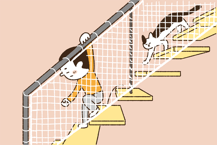 安全ネットが付いたスケルトン階段