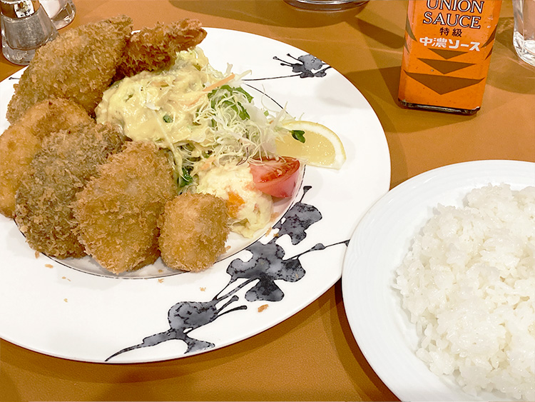 七條のミックスフライ定食